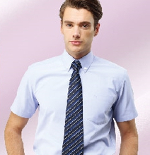 富-時尚輕柔耐穿防皺短袖/長袖明抽明扣襯衫（白、水藍、紫） 