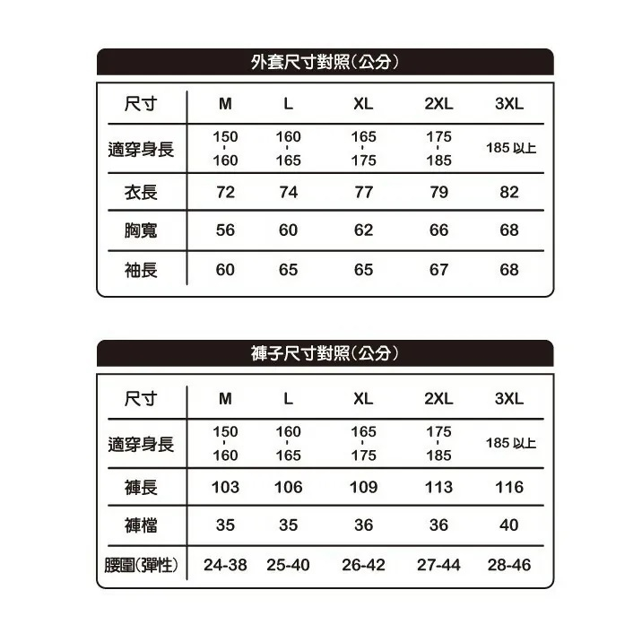 東-日系休閒風二件式雨衣