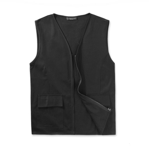 大維-純棉素色V領拉鏈背心
