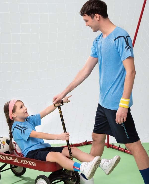 伯-圓領T恤 / 短褲 ( 吸濕排汗 ) - 水色、桃紅