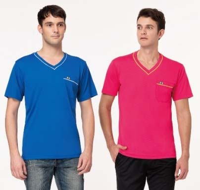 伯-V領短T恤 ( 吸濕排汗 ) - 多顏色