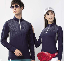 伯-長袖POLO衫 ( 彈性雙色 ) - 桃紅、丈青