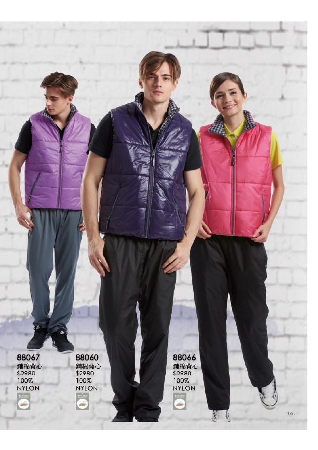 西-防風保暖鋪棉背心（綠、紅、淺紫、深紫、粉）-P36