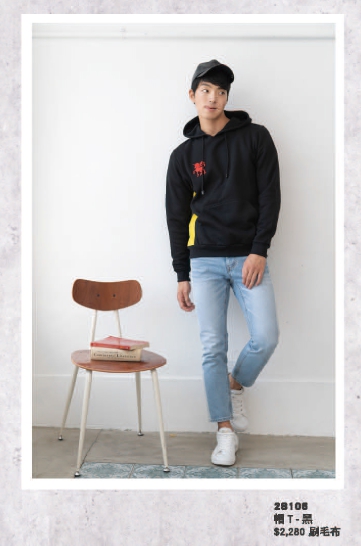 幃-長袖刷毛帽T（黑）-P47