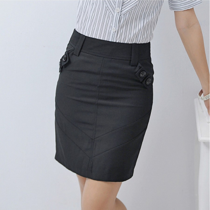 雅-韓風版黑色女西裝窄版裙