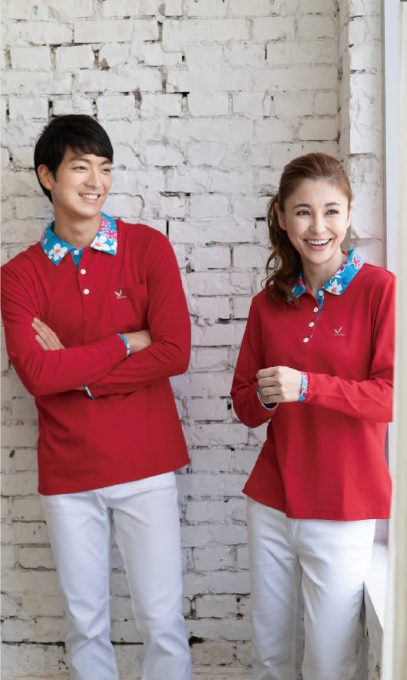 幃-男版 女版長袖花布領上衣（紅、藍、黃）-P33