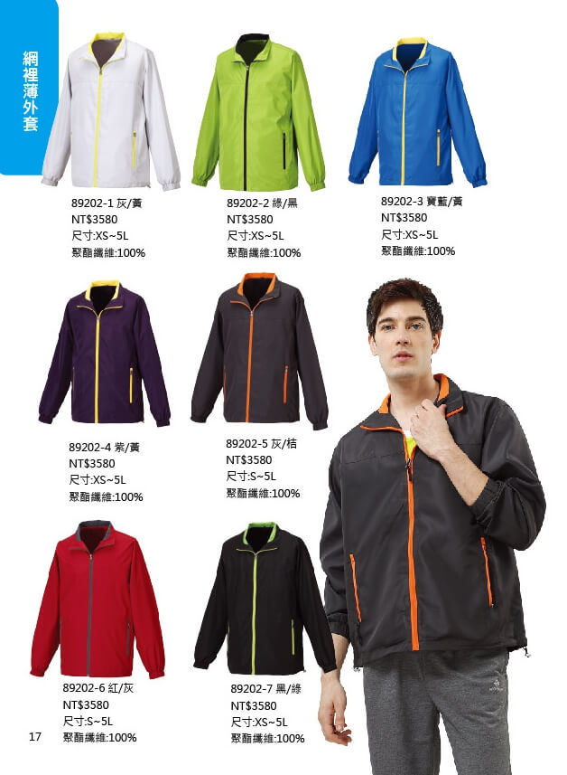UK-網裡薄外套(灰黃、綠黑、寶藍黃、紫黃、灰桔、紅灰、黑綠) -P17