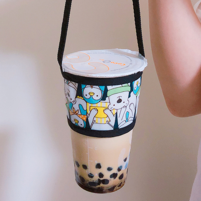 手提杯套-[防水系列] 環保防水 飲料提袋 -白熊